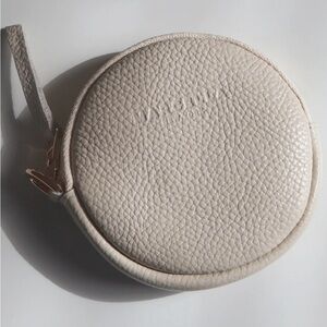 Marcella NYC Maiya Circle Italian Leather Zip Pouch Coin Mini - Off Wht Bone